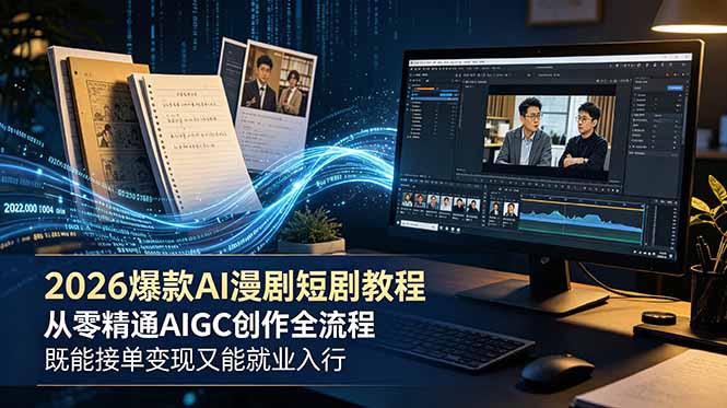 2026 爆款 AI 漫剧短剧教程 从零精通 AIGC 创作全流程 既能接单变现又能就业入行-源创文化-无心创作