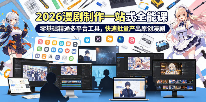 2026 AI漫剧制作一站式全能课，零基础精通多平台工具，快速批量产出原创漫剧-源创文化-无心创作