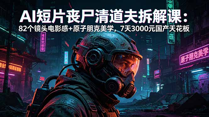 AI短片《丧尸清道夫》拆解课：82个镜头电影感+原子朋克美学，7天3000元国产天花板-源创文化-无心创作