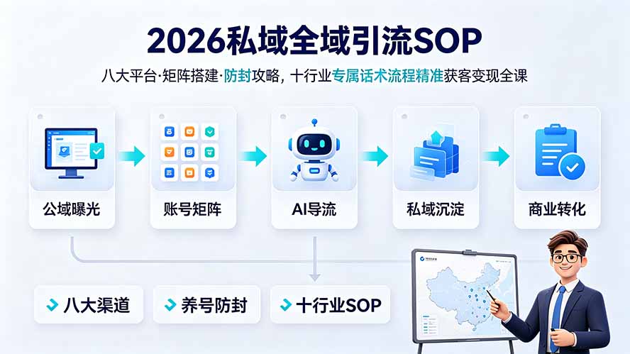 2026私域全域引流SOP｜八大平台·矩阵搭建·防封攻略，十行业专属话术流程精准获客变现全课-源创文化-无心创作