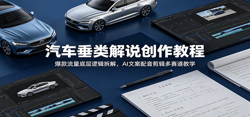 汽车垂类解说创作教程：爆款流量底层逻辑拆解，AI文案配音剪辑多赛道教学-源创文化-无心创作