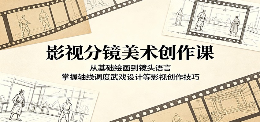 影视分镜美术创作课：从基础绘画到镜头语言，掌握轴线调度武戏设计等影视创作技巧-源创文化-无心创作
