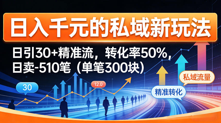 日入千米的私域新玩法：日引30＋精准流，转化率50%，日卖5-10笔(单笔300米)-源创文化-无心创作