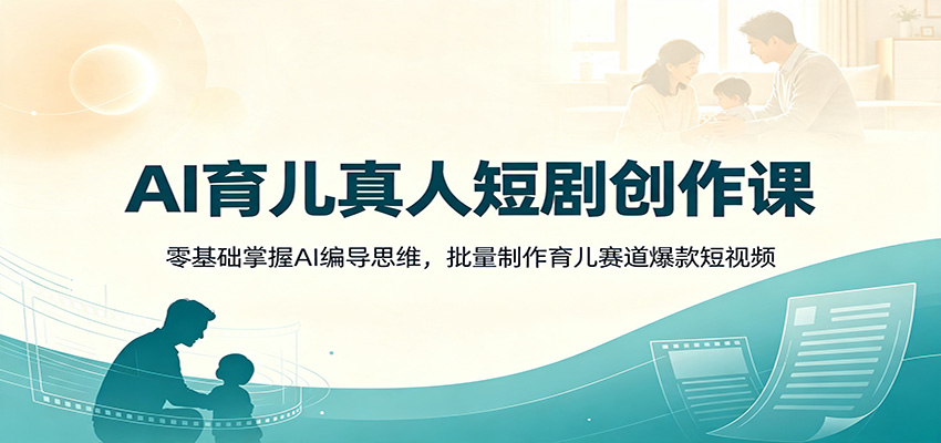 AI育儿真人短剧创作课:零基础掌握AI编导思维,批量制作育儿赛道爆款短视频-源创文化-无心创作