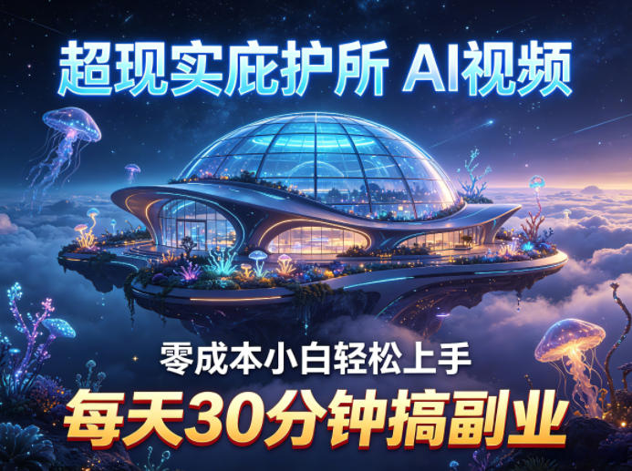 超现实庇护所AI视频项目拆解，零成本小白轻松上手，每天30分钟搞副业-源创文化-无心创作