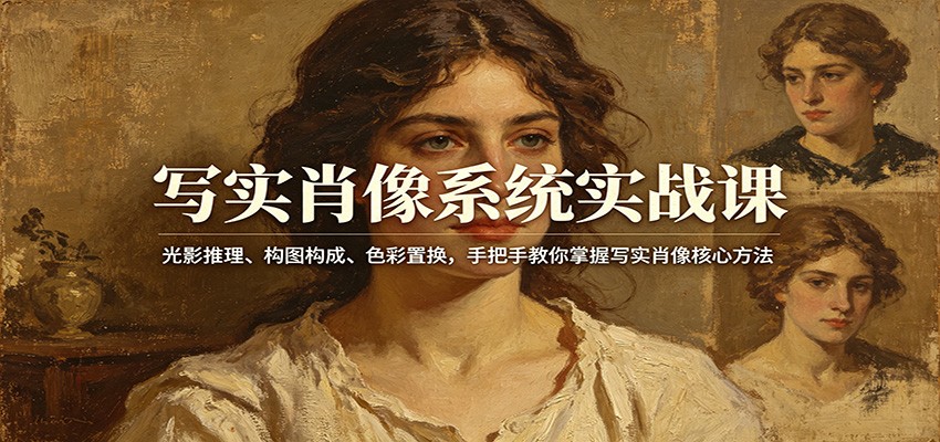 写实肖像系统实战课：光影推理、构图构成、色彩置换，手把手教你掌握写实肖像核心方法-源创文化-无心创作