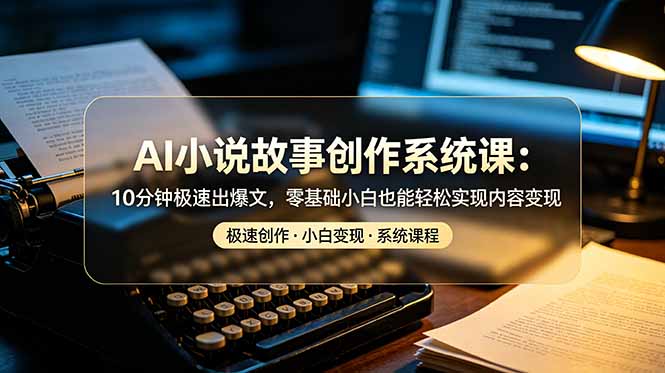 AI小说故事创作系统课：10分钟极速出爆文，零基础小白也能轻松实现内容变现-源创文化-无心创作
