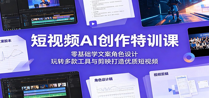 短视频AI创作特训课：零基础学文案角色设计，玩转多款工具与剪映打造优质短视频-源创文化-无心创作