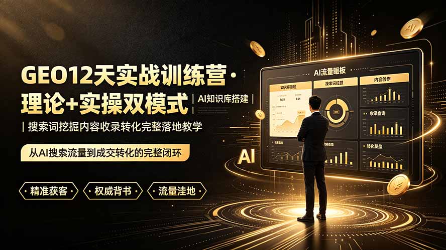 GEO12天实战训练营·理论+实操双模式｜AI知识库搭建｜搜索词挖掘内容收录转化完整落地教学-源创文化-无心创作