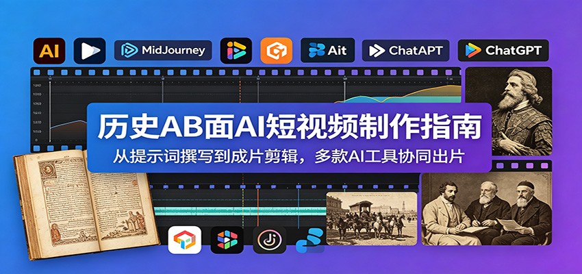 历史AB面AI短视频制作指南：从提示词撰写到成片剪辑，多款AI工具协同出片-源创文化-无心创作
