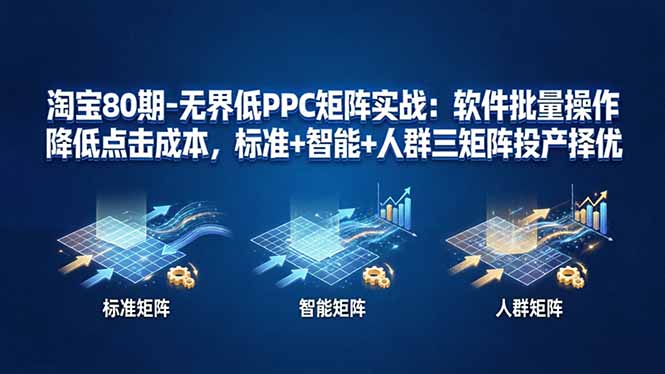 淘宝80期-无界低PPC矩阵实战：软件批量操作降低点击成本，标准+智能+人群三矩阵投产择优-源创文化-无心创作