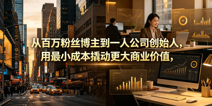 从百万粉丝博主到一人公司创始人，用最小成本撬动更大商业价值-源创文化-无心创作