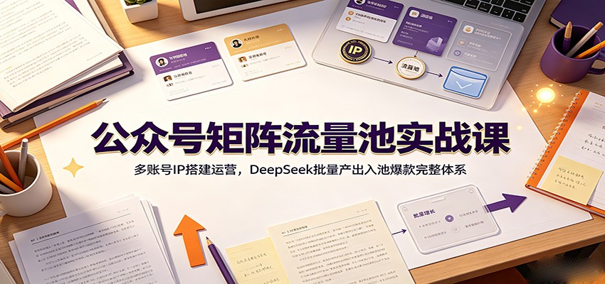 公众号矩阵流量池实战课：多账号IP搭建运营，DeepSeek批量产出入池爆款完整体系-源创文化-无心创作