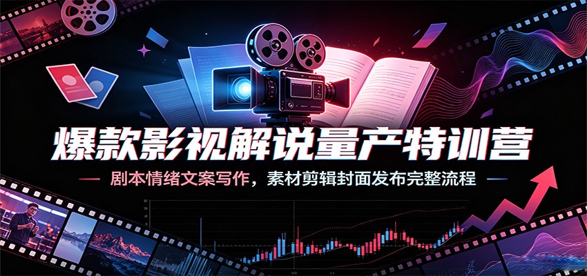 爆款影视解说量产特训营：剧本情绪文案写作，素材剪辑封面发布完整流程-源创文化-无心创作