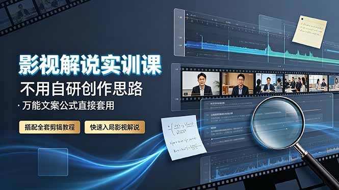 影视解说实训课：不用自研创作思路，万能文案公式直接套用，搭配全套剪辑教程，快速入局影视解说-源创文化-无心创作