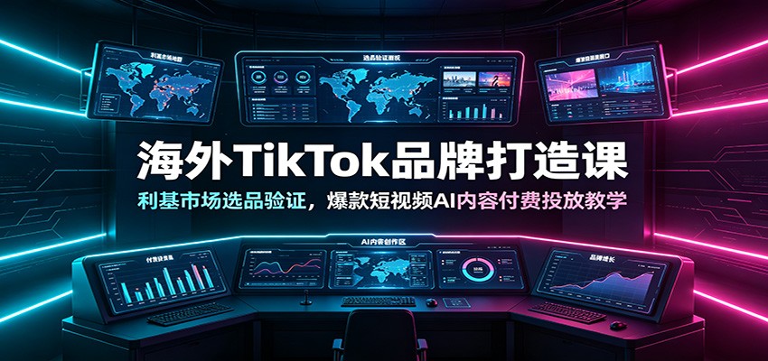 海外TikTok品牌打造课：利基市场选品验证，爆款短视频AI内容付费投放教学-源创文化-无心创作