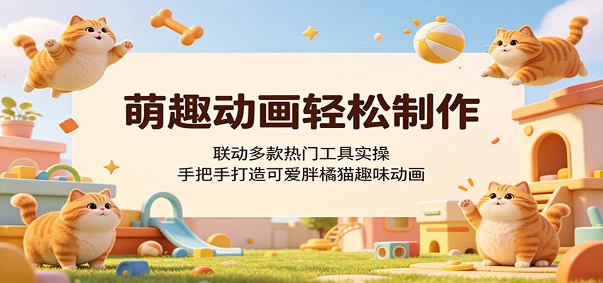 萌趣动画轻松制作，联动多款热门工具实操，手把手打造可爱胖橘猫趣味动画-源创文化-无心创作
