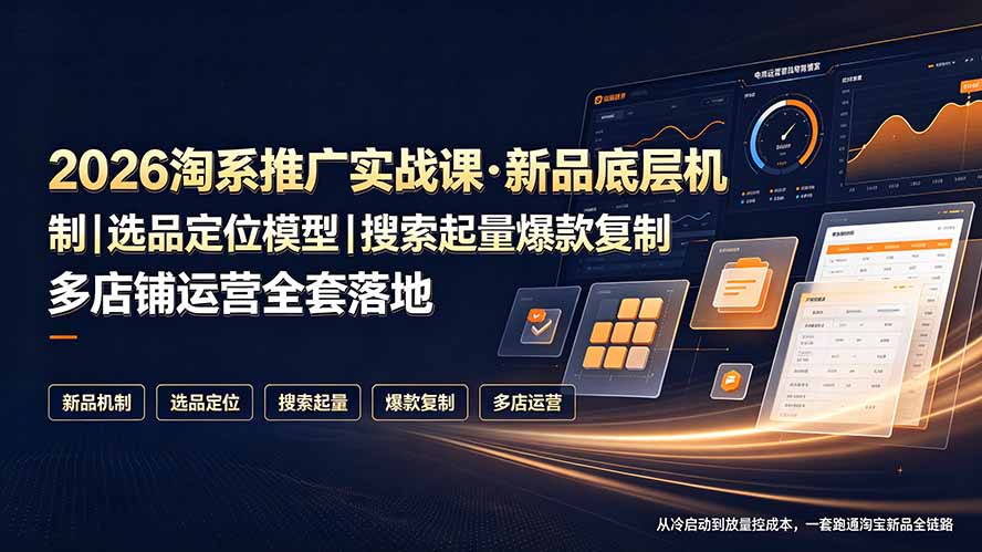 2026淘系推广实战课·新品底层机制｜选品定位模型｜搜索起量爆款复制多店铺运营全套落地教程-源创文化-无心创作