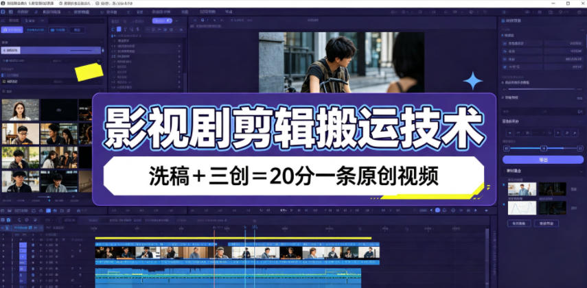 影视剧剪辑搬运技术，洗稿+三创=20分一条原创视频-源创文化-无心创作