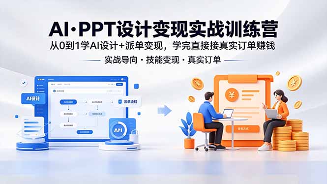 AI·PPT设计变现实战训练营,从0到1学AI设计+派单变现,学完直接接真实订单赚钱-源创文化-无心创作