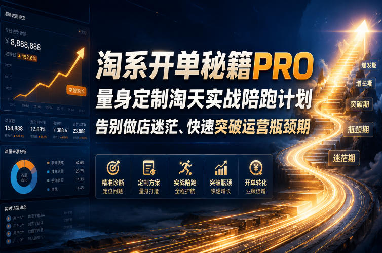 淘系开单秘籍PRO，量身定制淘天实战陪跑计划，告别做店迷茫、快速突破运营瓶颈期(2026年6月22日)-源创文化-无心创作