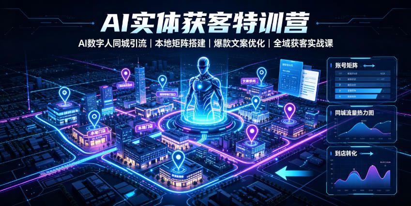 AI实体获客特训营｜AI数字人同城引流、本地矩阵搭建、爆款文案优化全域获客实战课-源创文化-无心创作