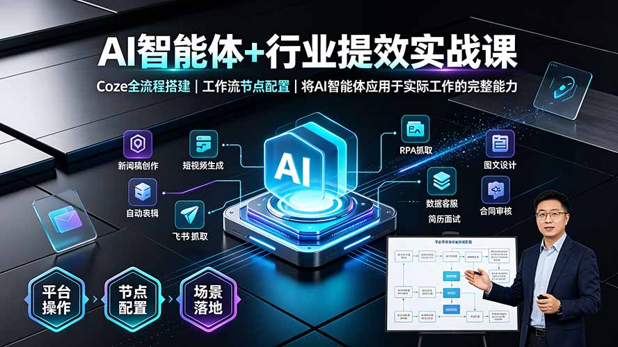 AI智能体+行业提效实战课·Coze全流程搭建｜工作流节点配置｜将AI智能体应用于实际工作的完整能力-源创文化-无心创作
