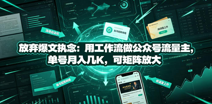 放弃爆文执念：用工作流做公众号流量主，单号月入几K，可矩阵放大-源创文化-无心创作