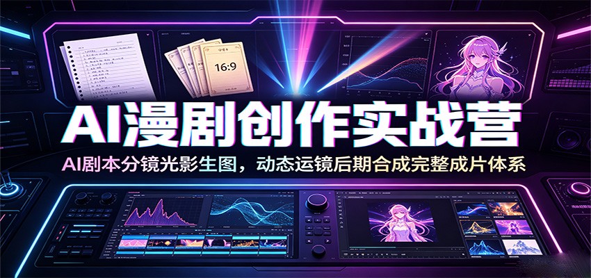 AI漫剧创作实战营：AI剧本分镜光影生图，动态运镜后期合成完整成片体系-源创文化-无心创作