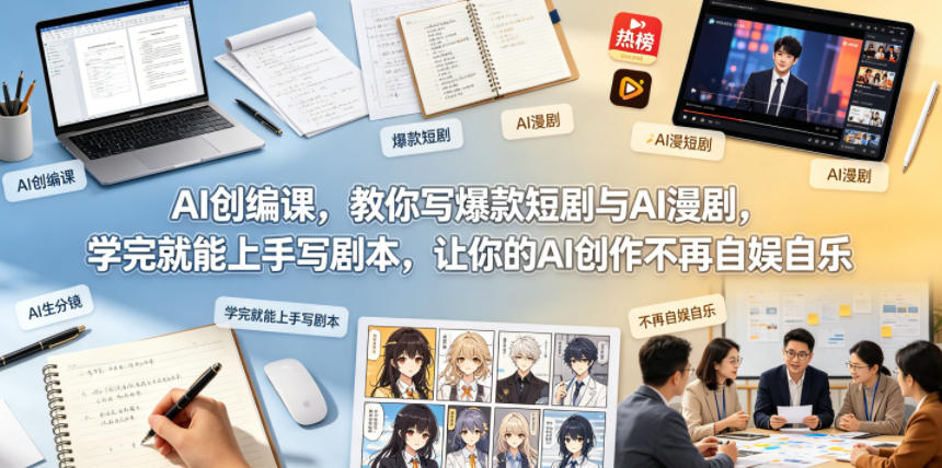 AI创编课，教你写爆款短剧与AI漫剧，学完就能上手写剧本，让你的AI创作不再自娱自乐-源创文化-无心创作