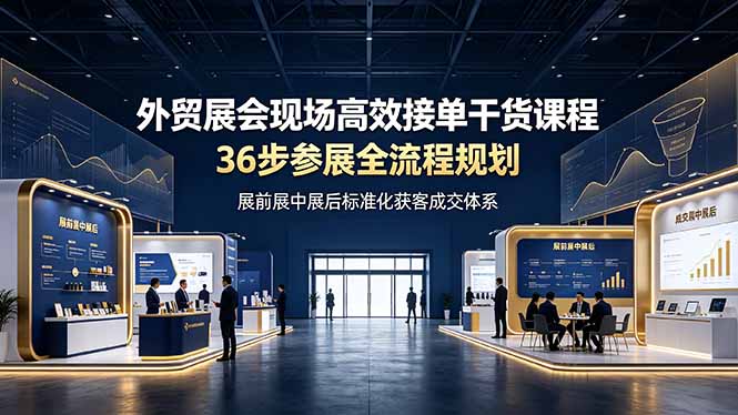 外贸展会现场高效接单干货课程，36步参展全流程规划，展前展中展后标准化获客成交体系-源创文化-无心创作