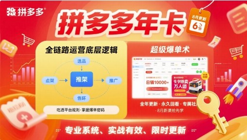 拼多多年卡，拼多多全链路运营底层逻辑，超级爆单术【更新26年6月】-源创文化-无心创作