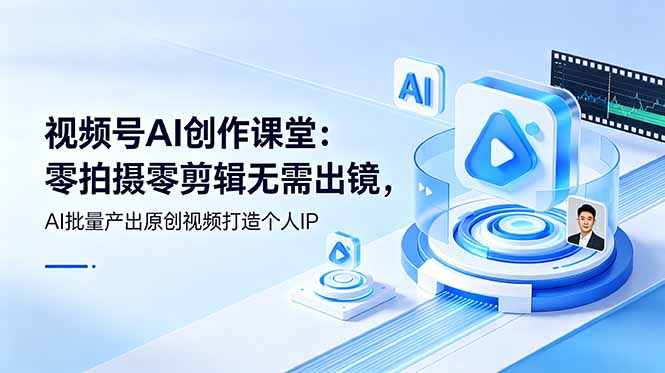 视频号AI创作课堂：零拍摄零剪辑无需出镜，AI批量产出原创视频打造个人IP-源创文化-无心创作