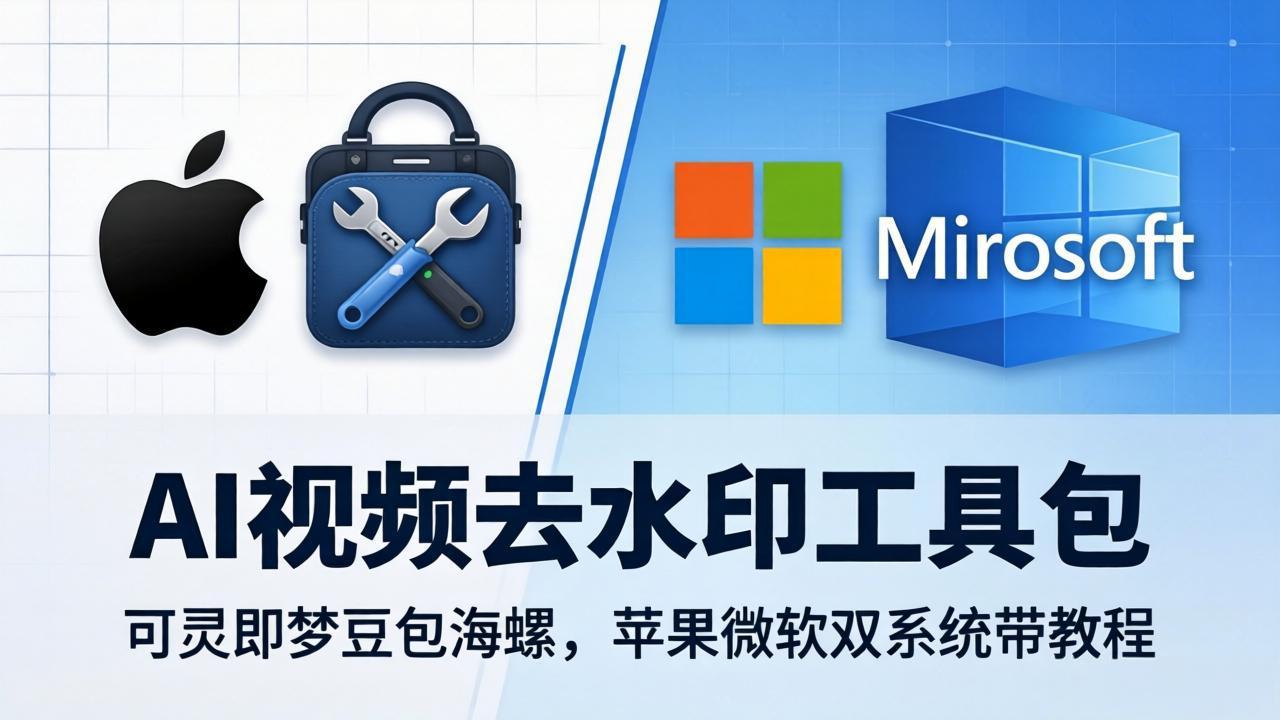 AI视频去水印工具包：可灵即梦豆包海螺，苹果微软双系统带教程-源创文化-无心创作