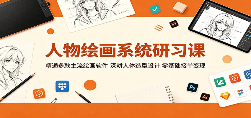 人物绘画系统研习课：精通多款主流绘画软件，深耕人体造型设计，零基础接单变现-源创文化-无心创作