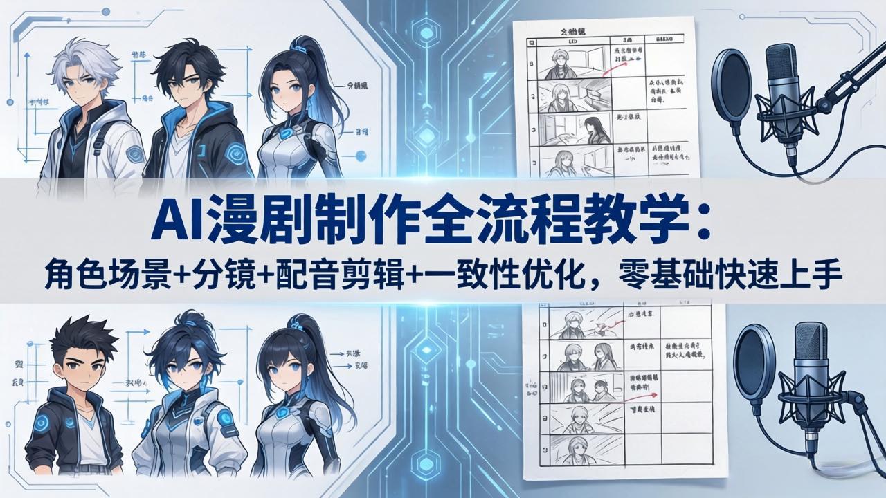 AI漫剧制作全流程教学：角色场景+分镜+配音剪辑+一致性优化，零基础快速上手-源创文化-无心创作
