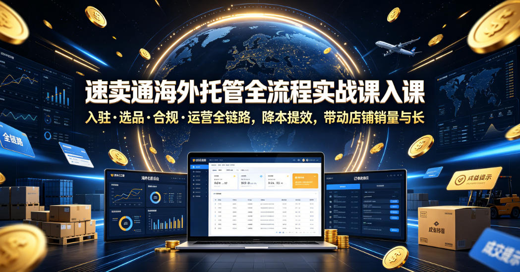 速卖通海外托管全流程实战课入驻・选品・合规・运营全链路，降本提效，带动店铺销量与收益增长-源创文化-无心创作