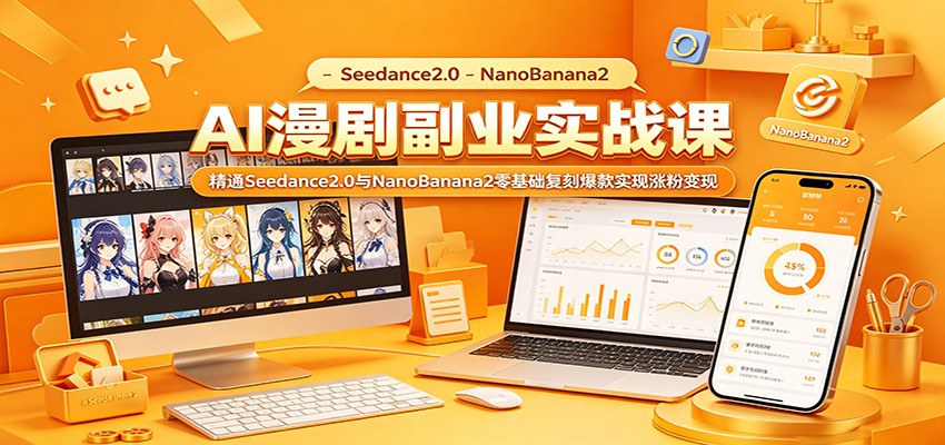 AI漫剧副业实战课：精通Seedance2.0与NanoBanana2零基础复刻爆款实现涨粉变现-源创文化-无心创作