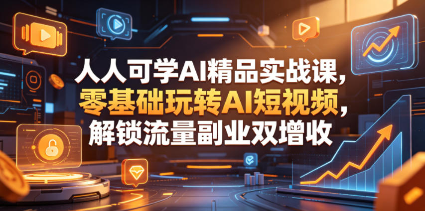 人人可学AI精品实战课，零基础玩转AI短视频，解锁流量副业双增收-源创文化-无心创作