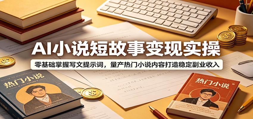 AI小说短故事变现实操:零基础掌握写文提示词,量产热门小说内容打造稳定副业收入-源创文化-无心创作