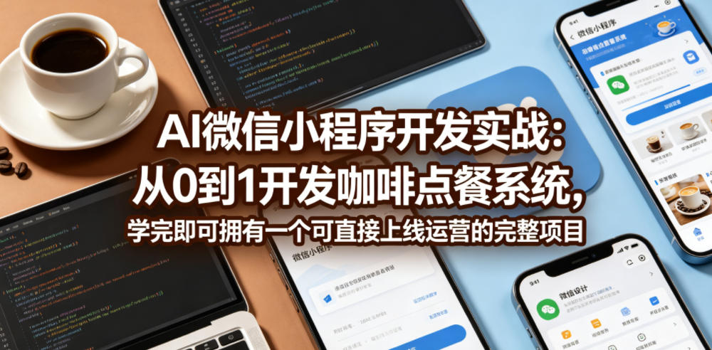 AI微信小程序开发实战：从0到1开发咖啡点餐系统，学完即可拥有一个可直接上线运营的完整项目-源创文化-无心创作