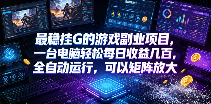 最稳挂G的游戏副业项目，一台电脑轻松每日收益几百，全自动运行，可以矩阵放大【揭秘】-源创文化-无心创作