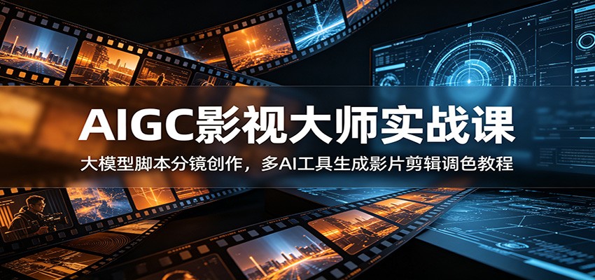 AIGC影视大师实战课：大模型脚本分镜创作，多AI工具生成影片剪辑调色教程-源创文化-无心创作