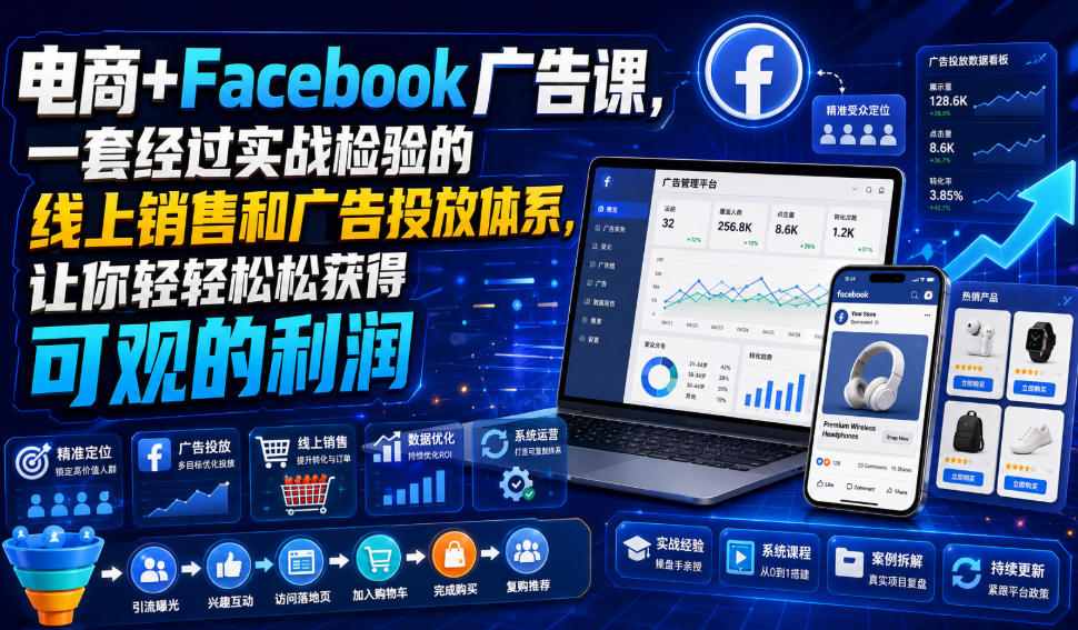 电商+Facebook广告课，一套经过实战检验的线上销售和广告投放体系，让你轻轻松松获得可观的利润【原创双语字幕】-源创文化-无心创作