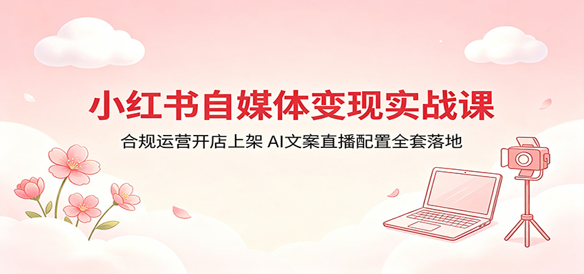 小红书自媒体变现实战课:合规运营开店上架,AI文案直播配置全套落地-源创文化-无心创作