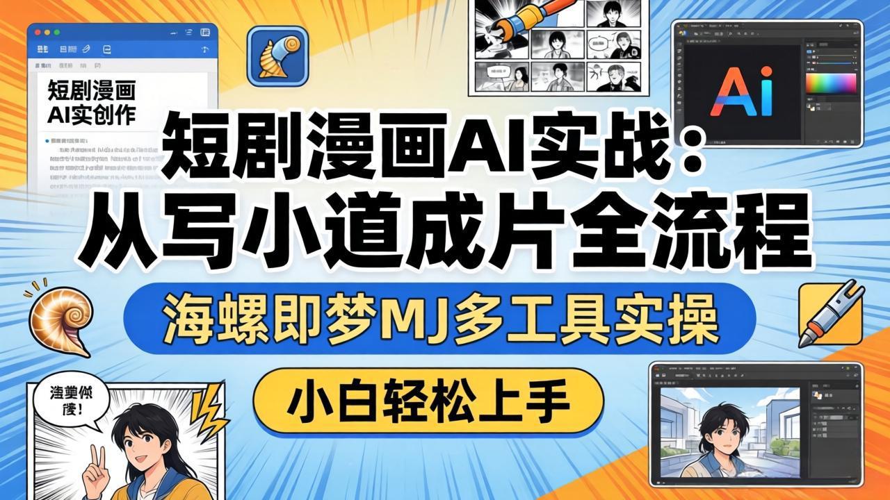 短剧漫画AI实战：从写小说到成片全流程，海螺即梦MJ多工具实操，小白轻松上手-源创文化-无心创作