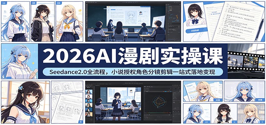 2026AI漫剧实操课：Seedance2.0全流程，小说授权角色分镜剪辑一站式落地变现-源创文化-无心创作