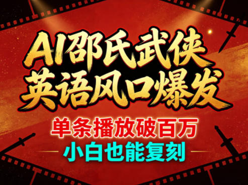 AI邵氏武侠英语风口爆发，单条播放破百万，小白也能复刻-源创文化-无心创作