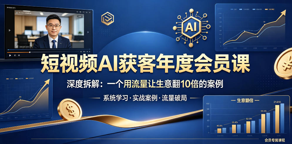 短视频AI获客年度会员课，深度拆解，一个用流量让生意翻10倍的案例-源创文化-无心创作