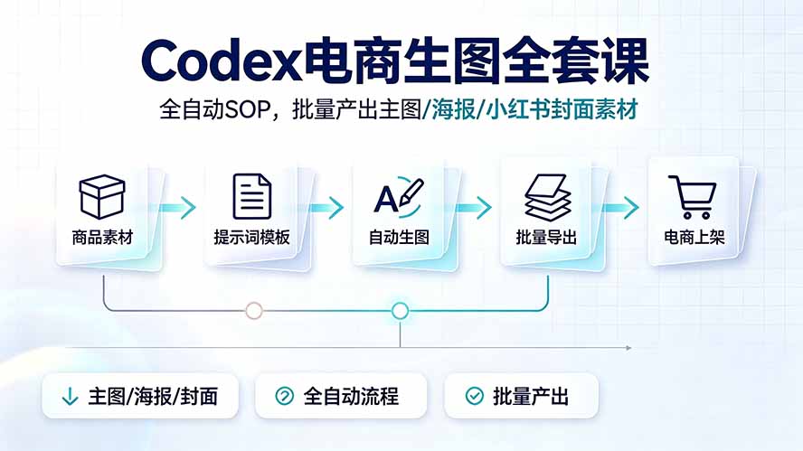 Codex电商生图全套课|全自动SOP,批量产出主图/海报/小红书封面素材-源创文化-无心创作